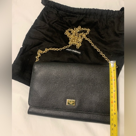 Dolce & Gabbana black leather clutch/cross body bag with gold chain strap - Picture 8 of 8